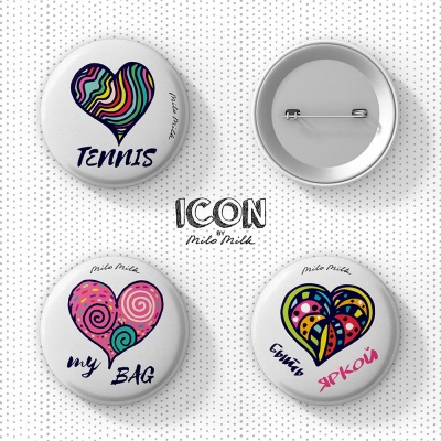 Авторские значки "Теннисные сердечки"
